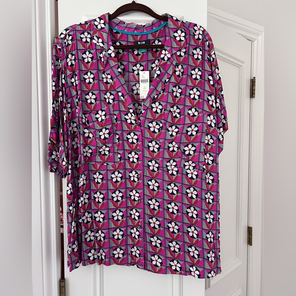 Maeve Purple Geometric Floral Blouse